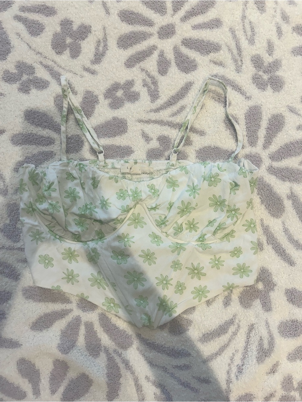 Green Flower Corset Top
